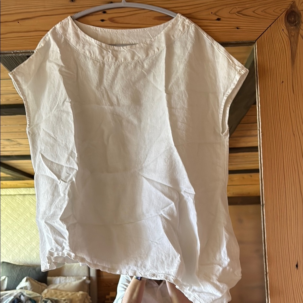 Bryn Walker capped sleeve linen asymmetrical tunic